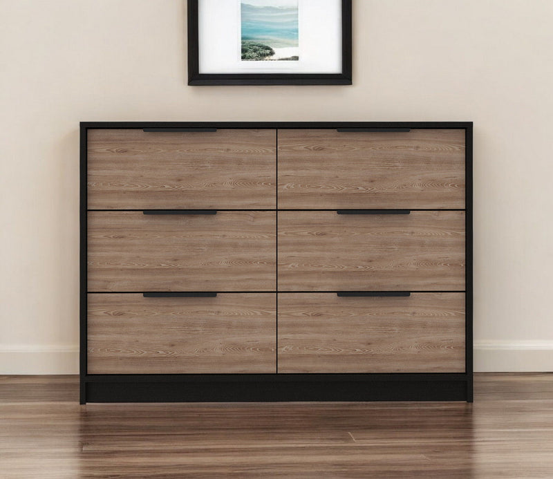 Six Drawer Double Dresser - Brown And Black