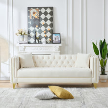 Load image into Gallery viewer, 3 Seater Deep Seat Sofa, Sofa With Button Nailhead, Square Arm Couches, Furniture For Living Room - Beige
