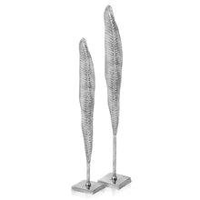 Load image into Gallery viewer, Tall Feather Tabletop Sculptures (Set of 2) - Silver
