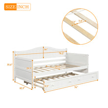 Load image into Gallery viewer, Twin Wooden Daybed with Trundle Bed, Sofa Bed for Bedroom Living Room,White
