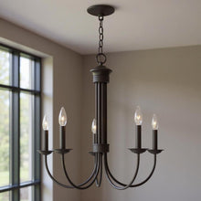 Load image into Gallery viewer, 24" Five-Light Dimmable Chandelier With Shades - Bronze
