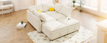 Load image into Gallery viewer, Versatile 6 Piece Modular Sofa Bed With Storage, Stylish Faux Double Layer Cushions, Comfortable &amp; Durable Design, Perfect For Any Living Space
