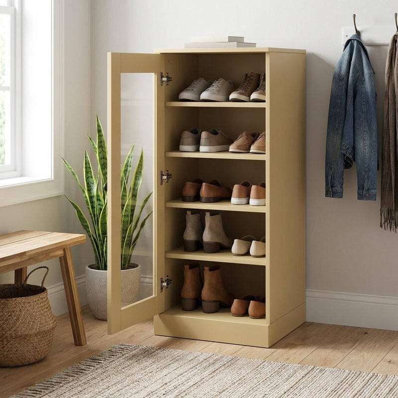 Ten Pair Solid Woodshoe Storage Cabinet (752250) - Yellow