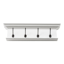 Load image into Gallery viewer, 28" Classic Wood Four Hook Hanging Coat Rack - White
