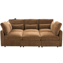 Load image into Gallery viewer, Modern Modular U-Shaped Sofa Bed With Movable Ottoman, USB Ports, Phone Holder
