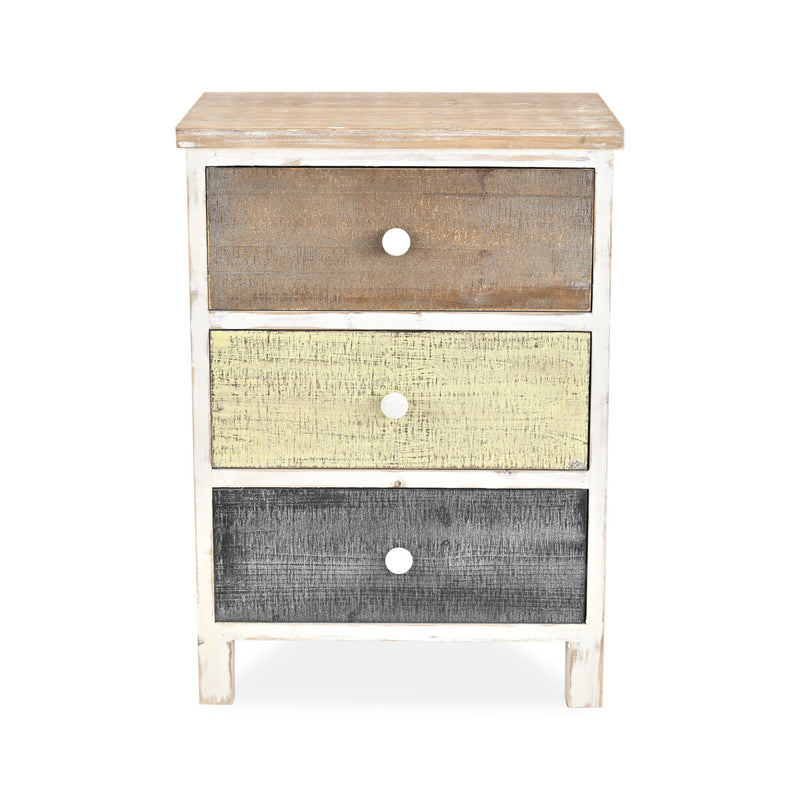 19" Distressed Accent Cabinet With Three Drawers - Gray