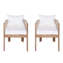 Load image into Gallery viewer, Matera - Patio Dining Chair (Set of 2) With Wraparound Back And Removable Cushion Cover - Teak / Beige
