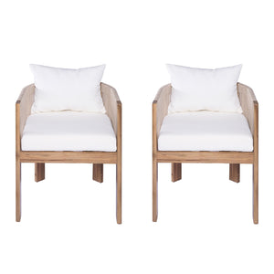 Matera - Patio Dining Chair (Set of 2) With Wraparound Back And Removable Cushion Cover - Teak / Beige