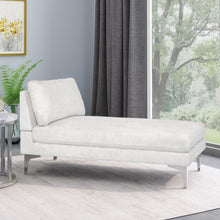 Load image into Gallery viewer, Fabric Upholstered Chaise Lounge With Iron Bracket Legs
