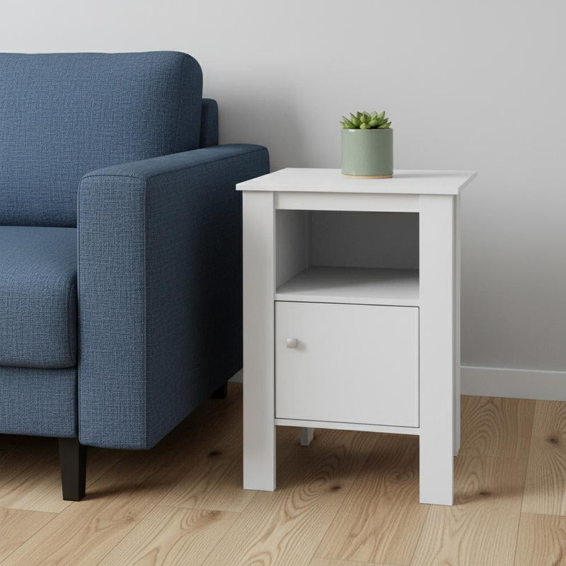24" Wood End Table With Shelf - White