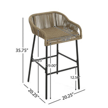 Load image into Gallery viewer, La Push - Outdoor Rope Barstool (Set of 2) - Black / Brown
