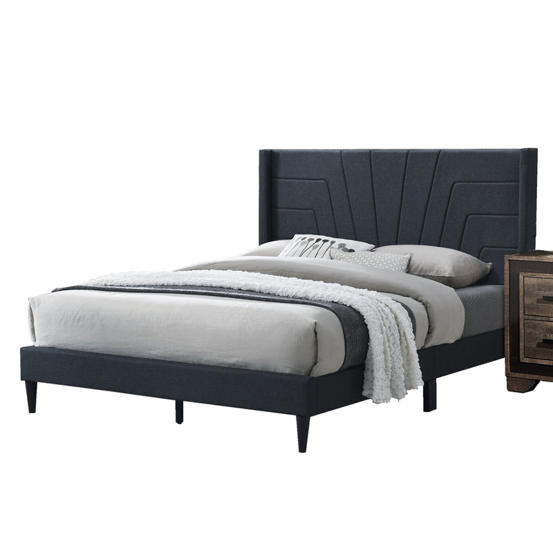Eastern King Size Bed, Upholstered Platform Bedframe - Charcoal