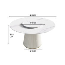 Load image into Gallery viewer, Modern Artificial Stone Round Plywood Base Dining Table, Can Accommodate 6 People, Artificial Stone Turntable (Not Including Chairs) - White / Beige
