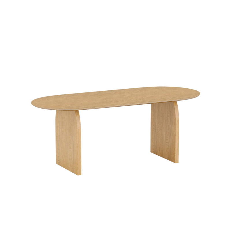 79" Solid Wood Mirrored Double Pedestal Base Oval Dining Table - Natural
