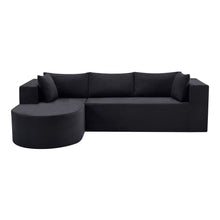 Load image into Gallery viewer, Corduroy Modular Sofa Chaise With Toss Pillows (723851) - Black
