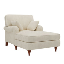 Load image into Gallery viewer, Oversized Chaise Lounge Chair Indoor With 2 Comfy Pillows Rolled Arms Corduroy Fabric Sleeper Sofa Chair For Living Room Bedroom - Beige
