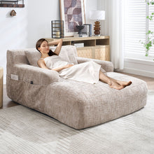 Load image into Gallery viewer, Chenille Interior Lazy Sofa Chaise Longue Armchair With 3 Pillows And Armrests
