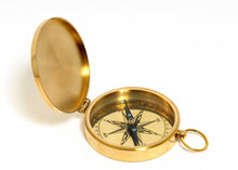 Load image into Gallery viewer, Shiny Compass With Lid - Brass / Marine
