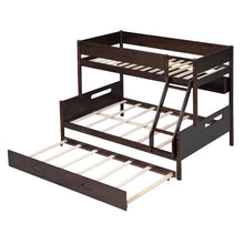 Load image into Gallery viewer, Wood Twin over Full Bunk Bed with Storage Shelves and Twin Size Trundle, Espresso
