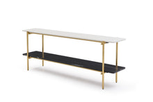 Load image into Gallery viewer, Genuine Marble And Stone Console Table With Shelf - White / Gold
