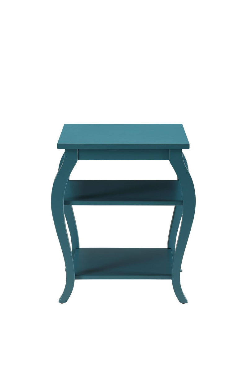 Pop Of Color Bow Leg Square End Or Side Table - Green / Blue
