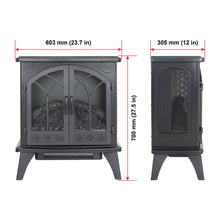 Load image into Gallery viewer, 24&quot; 3D Flame Electric Infrared Quartz Fireplace Stove With Remote Control - Antique Black
