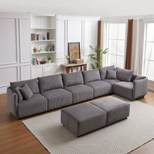 Load image into Gallery viewer, Modern Minimalist Corduroy Combination Sofa With 2 Comfort Cushions With USB &amp; C Charging Ports
