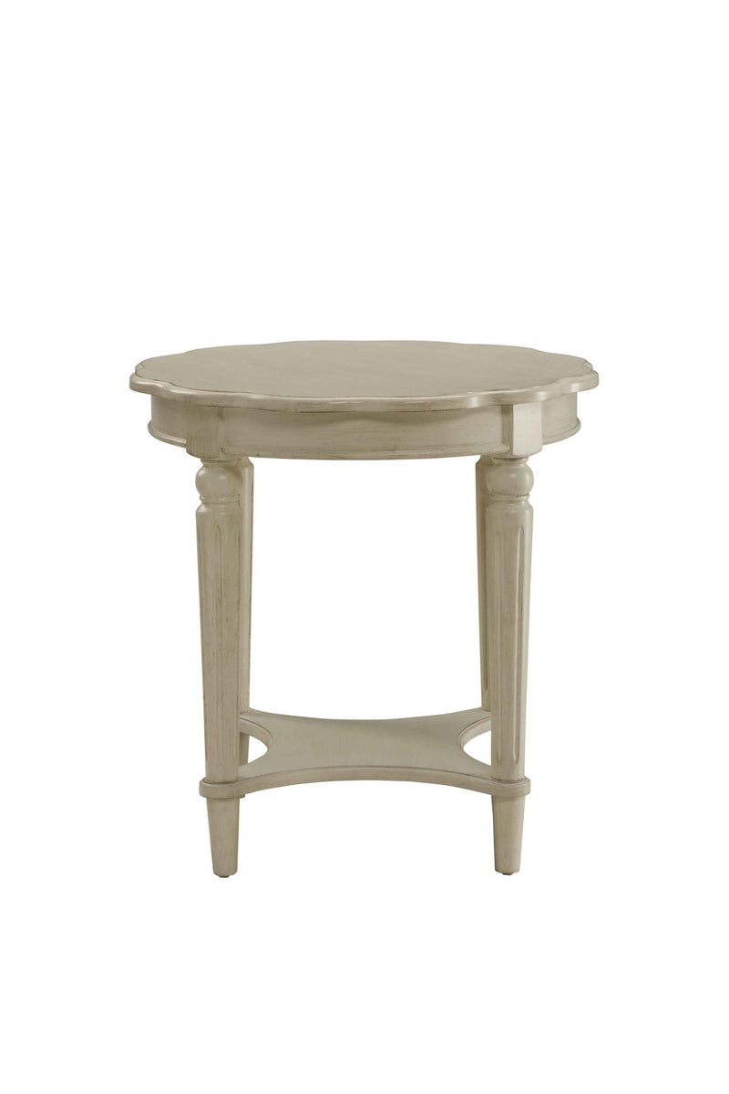 Solid Wood Oval End Table With Shelf - Off White