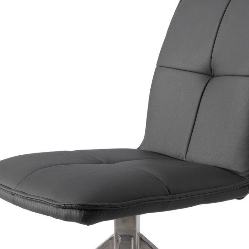 Upholstered Faux Leather Dining Side Chairs (Set of 2) - Silver / Gray