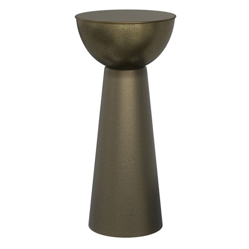 Antiqued Metal Round End Table - Gold