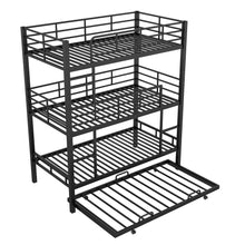 Load image into Gallery viewer, Triple Bunk Bed With Trundle, Heavy Duty Steel Construction
