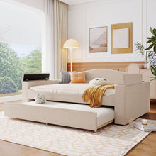 Load image into Gallery viewer, Upholstered Daybed With Storage Armrests, Trundle And Latest Integrated tooth Audio System
