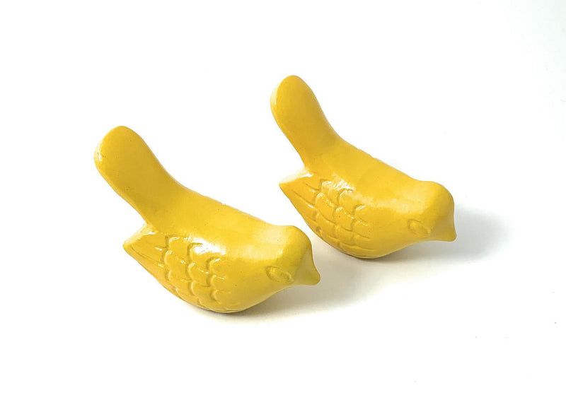 Bird Bird Figurine Tabletop Sculpture (Set of 2) - Yellow