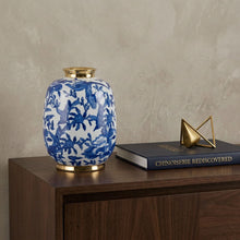 Load image into Gallery viewer, Chinoiserie Floral Porcelain Table Vase (574254) - Blue / Gold / White
