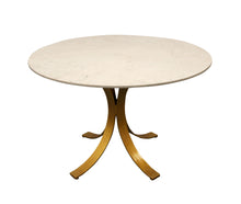 Load image into Gallery viewer, 48" Rounded Marble And Iron Pedestal Base Dining Table - Ivory
