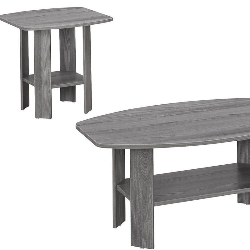 36" Coffee Table With Shelf (Set of 3) - Gray