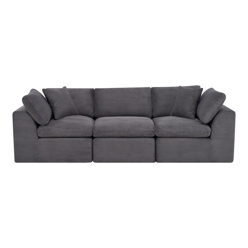Corduroy Modular Sofa Chaise With Toss Pillows (725199) - Dark Gray