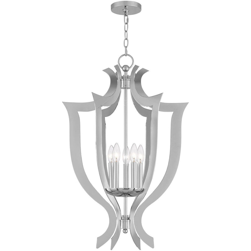 32" Five Light Dimmable Chandelier With Shades - Silver