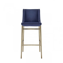 Load image into Gallery viewer, Velvet And Steel Bar Height Bar Chairs (Set of 2) - Blue And Silver
