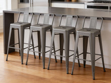 Load image into Gallery viewer, Metal Low Back Counter Height Bar Chairs (Set of 4) - Gray
