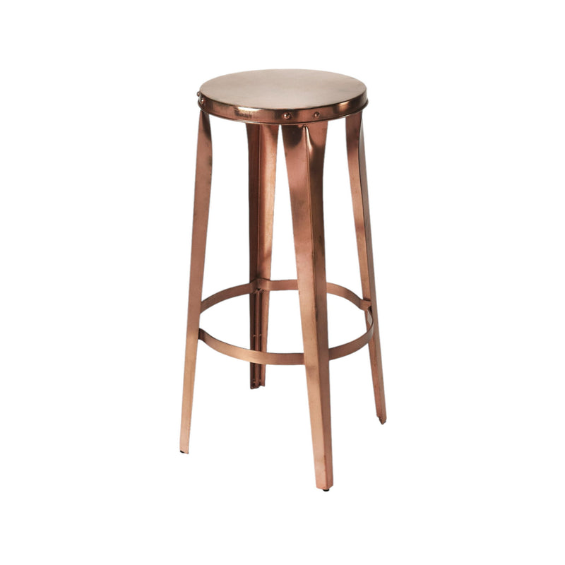 Copper Iron Backless Bar Height Bar Chair - Dark Brown