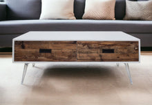 Load image into Gallery viewer, 48" Wood And Metal Coffee Table With Two Drawers - White
