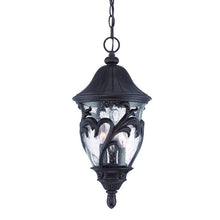 Load image into Gallery viewer, Three Light Leaf Detail Hanging Light - Matte Black
