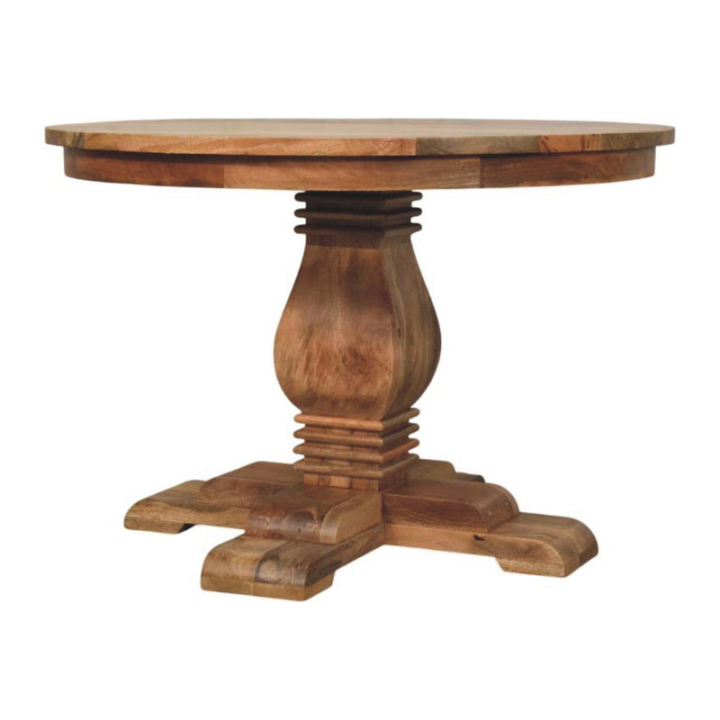 Solid Wood Pedestal Base Round Top Dining Table - Brown