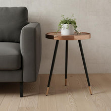 Load image into Gallery viewer, Wood Stainless Steel Round End Table (719955) - Walnut / Black / Rose
