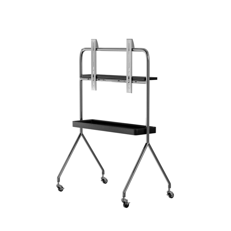 Stainless Steel Open Shelving Rolling TV Stand - Black / Silver