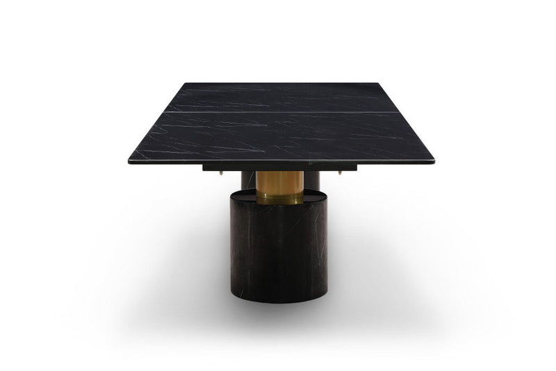 Marble Double Pedestal Base Dining Table - Black