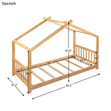 Load image into Gallery viewer, House Platform Bed With Headboard And Footboard, Roof Design
