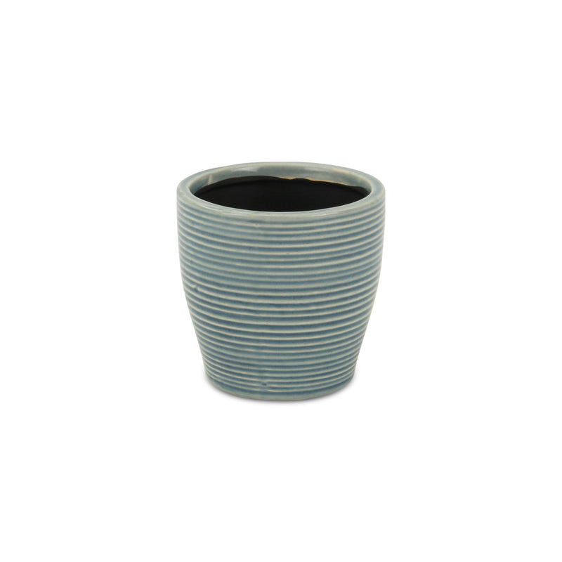 Striped Round Pot Planter - Blue
