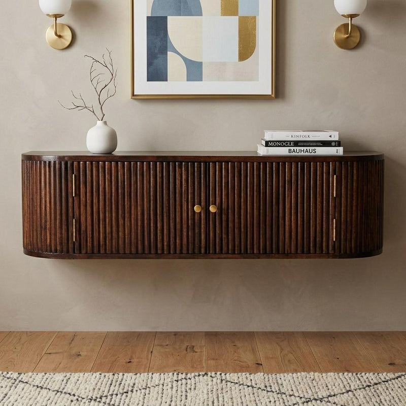 Floating Wall Mount Console Table - Chestnut